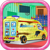 Ambulance wash cleaning games icon