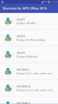 Shortcuts for WPS Office 2019 screenshot 1