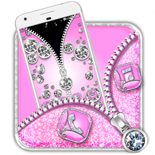 Pink Glitter Zipper Themes HD Wallpapers 3D icons icon