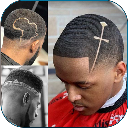 Black Men Line Hairstyle أيقونة