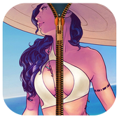 Beach Bikini Girl Zipper Lock icon