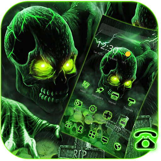 Green Horrific Zombie Skull Theme icon