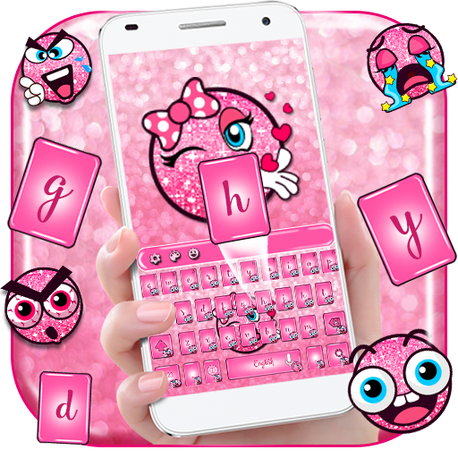Pink glitter emoji keyboard icon