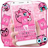 Pink glitter emoji keyboard on 9Apps