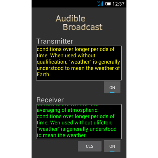 Audible Broadcast text to sound walkie-talkie icon
