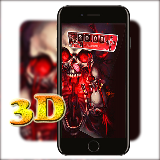 3D Red Gothic Blood Skull Launcher Theme icon