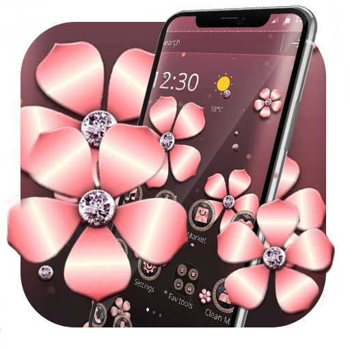 Rose Gold Luxury Flower Theme أيقونة