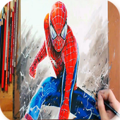 How to draw spiderman step by step icon