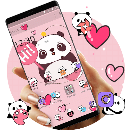 ikon Pink Cute Panda Passionate Theme