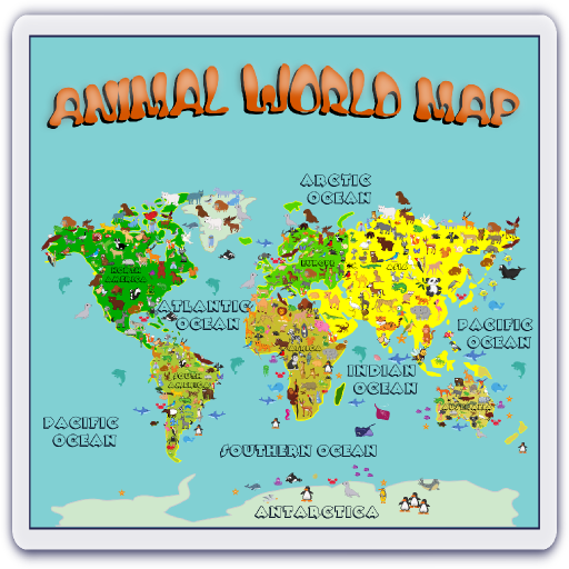 Animal World Map 6 -12 years icon
