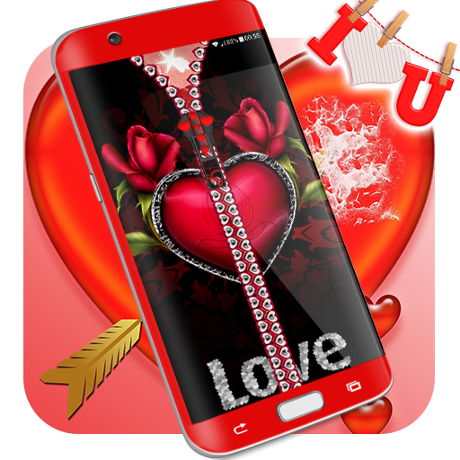 Valentines day zipper lock screen icon