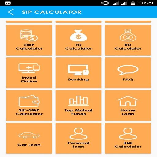 SIP, Loan EMI  Calculator , Mutual Funds icon