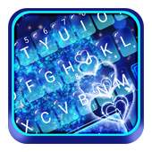 Blue Sparkling Heart Keyboard Theme