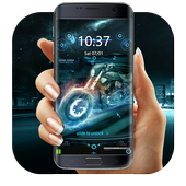 Blue fire neon future moto theme icon