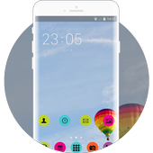 colorful hot air balloon basket emotion theme icon