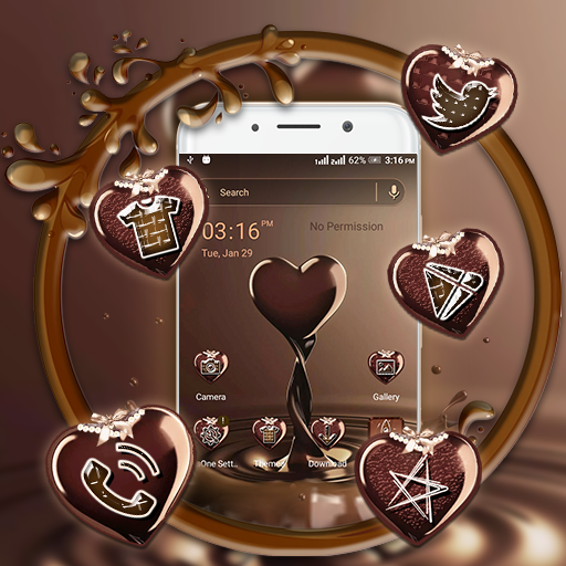 ikon Chocolate Love Heart Launcher Theme