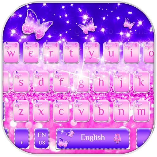 Silver Glitter Butterfly Keyboard Theme icon