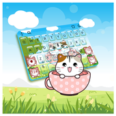 3D adorable cup cat Keyboard Theme icon