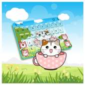 3D adorable cup cat Keyboard Theme on 9Apps