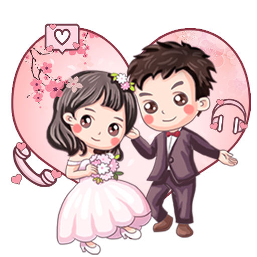 Cartoon Couple Love Wedding Theme icon