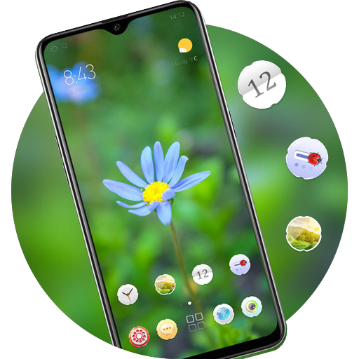 Nature plant theme little charming blue flower icon