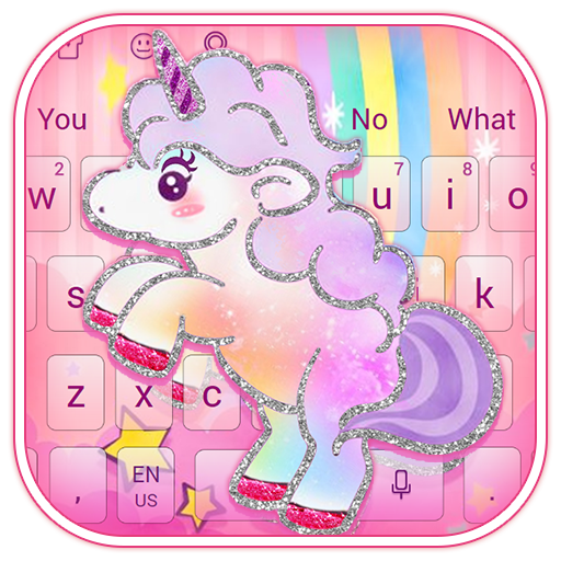 Pink Cute Glitter Unicorn Keyboard أيقونة