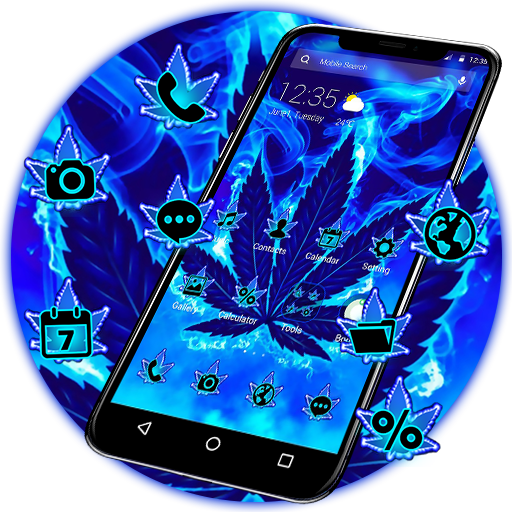 Blue Flame Weed Theme APUS Launcher icon