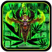 Green Weed Neon Skull Keyboard