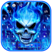 Blue Fire Flaming Skull Keyboard icon