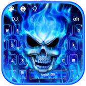 Blue Fire Flaming Skull Keyboard