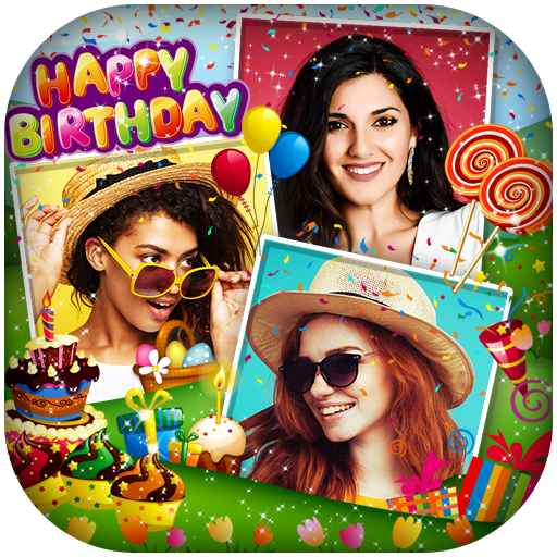Birthday Collage : Cake, Status &amp; Photo Frame icon