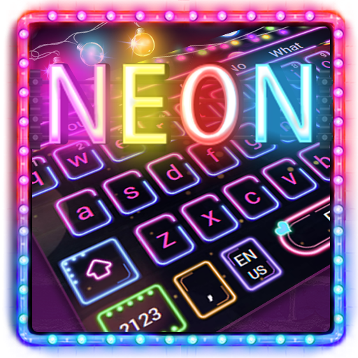 ikon Keyboard Lampu Neon Berkilau