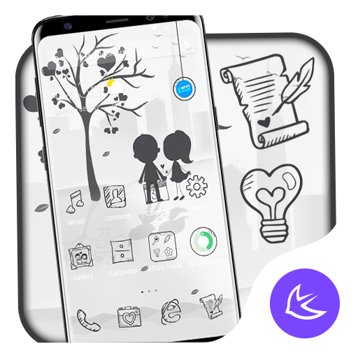 White &amp; Black Love APUS Launcher theme icon