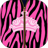 Zebra Pink Zipper Screen Lock icon