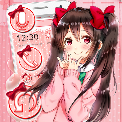Pink Kawaii Girl Anime Fashion Theme icon