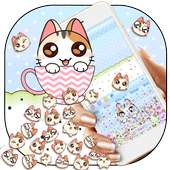Cute 3D Cup Cat Keyboard Theme
