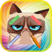 Grumpy cat hospital doctor icon