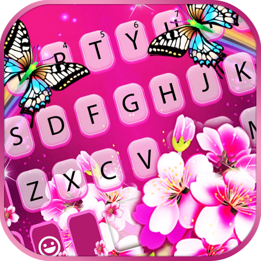 Pink Flower Butterfly Tastaturhintergrund icon
