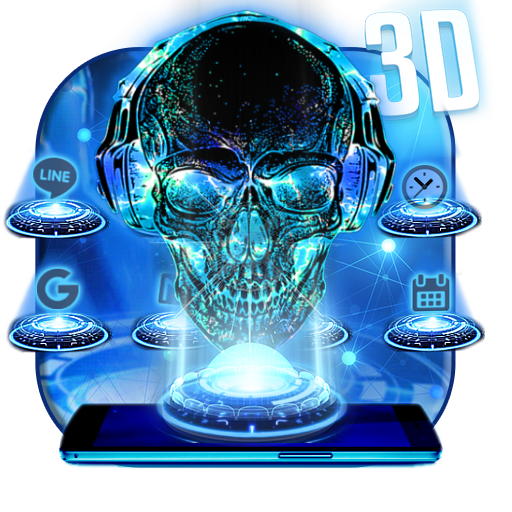 Neon Tech Skull Themes HD Wallpapers 3D icons icon