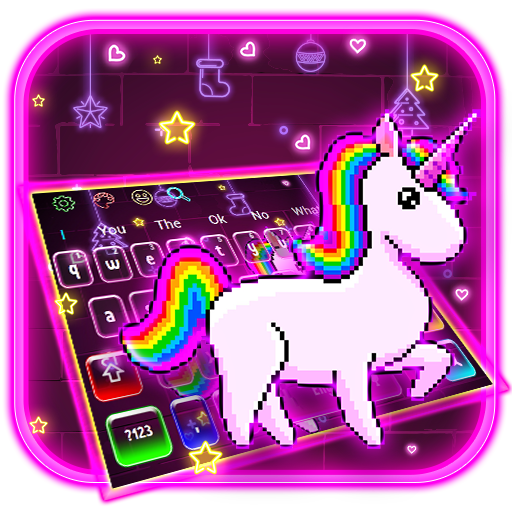 Neon Cartoon Rainbow Unicorn Keyboard icon