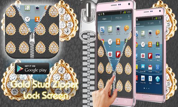Gold Stud Zipper Lock Screen screenshot 6