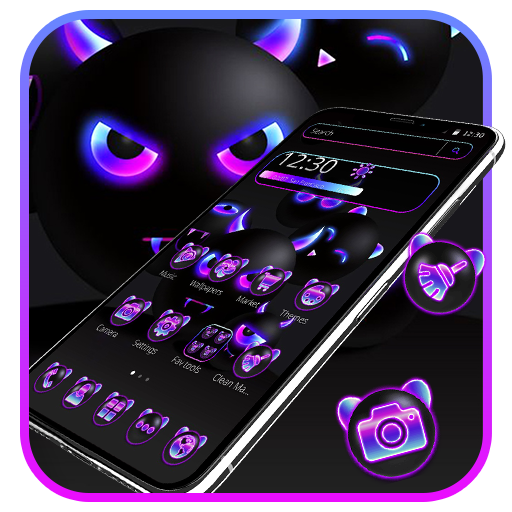 Neon Scary Purple Emoji Theme أيقونة