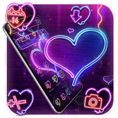 Màu neon neon chủ đề tình yêu icon