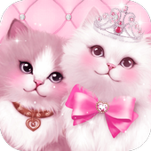 ikon Tema Kucing Merah Muda Lucu