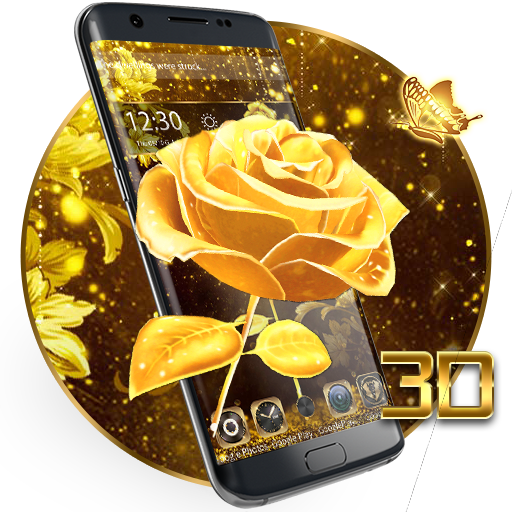 Vivid 3D golden rose theme icon