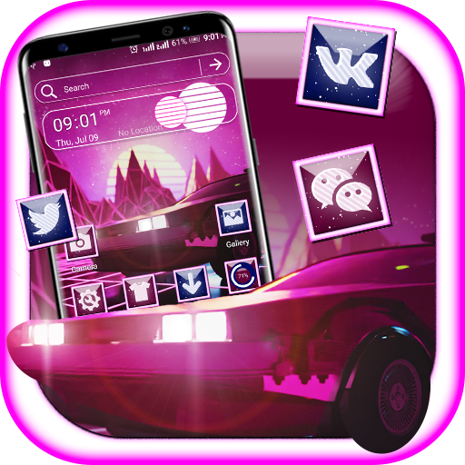 Retro Neon Car Launcher Theme icon