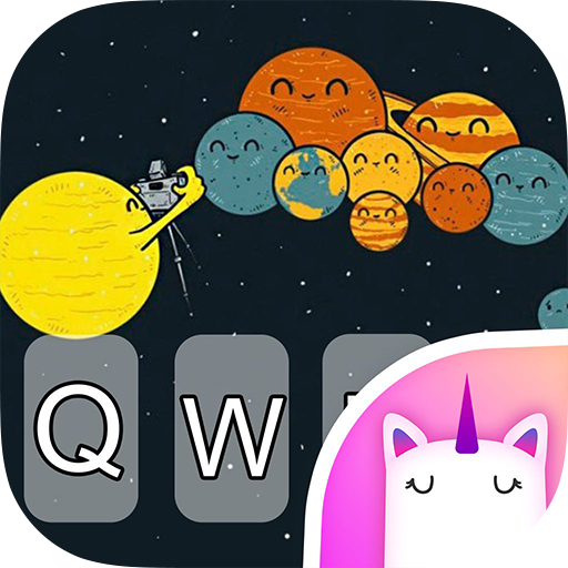 Cute Planets Keyboard Theme for Girls icon