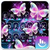 Glitter Neon Purple Butterfly Keyboard Theme on 9Apps