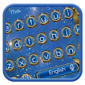 لوحة المفاتيح الزرقاء والذهبية أيقونة