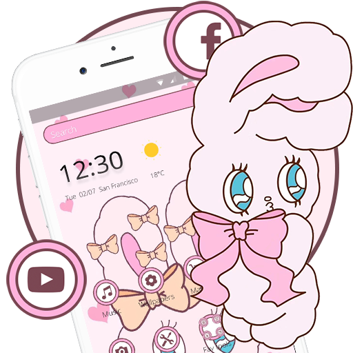 Cartoon Pink Bow Rabbit Theme icon